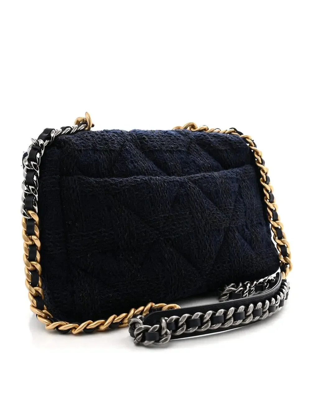 Tweed Quilted Large Chanel 19 Flap Navy #344858C44B